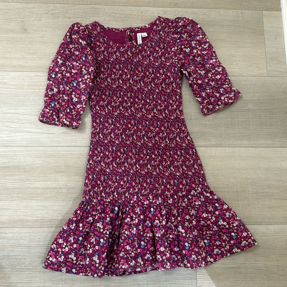 Janie and Soft Plum Ditsy Floral Anna Smocked Dress
